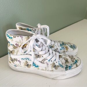 Vans Blue and White Butterfly Classic High-Top Sneakers